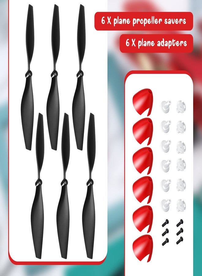 Riakrum 6 Sets Spare Rc Plane Propellers Airplane Carbon Fiber Nose Cone Compatible with Tr-p51 Rc Plane 4 Channel Remote Control Airplane with Propeller Savers and Adapter - Image 2